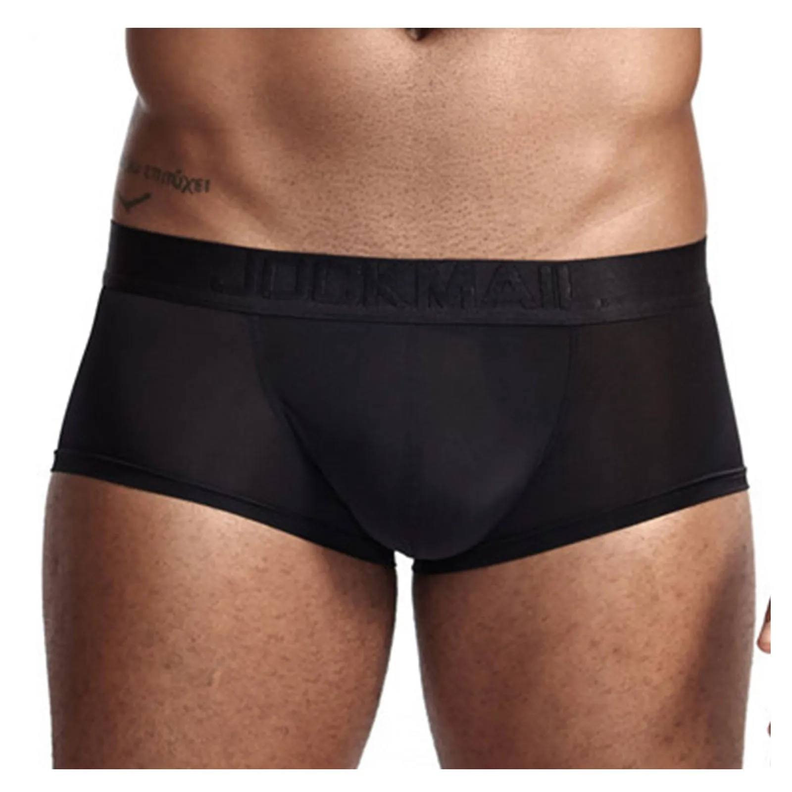 Men Breathable Boxers Solid Color Boxers Underwear U Convex Sexy Transparent Underpants Men Ice Silk Panties Shorts