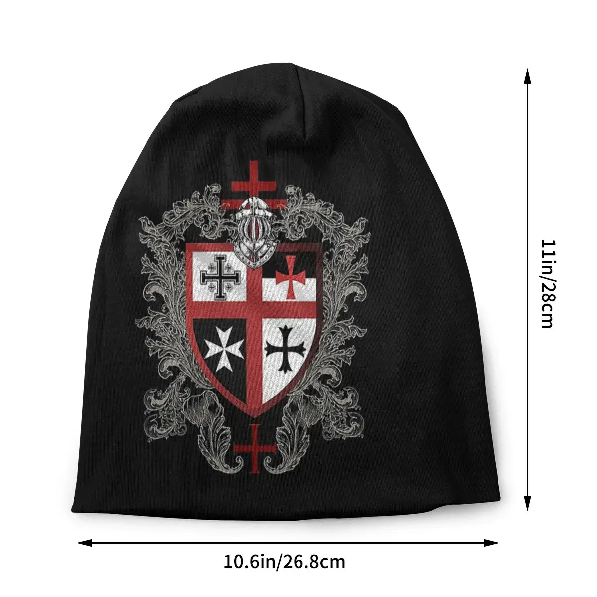 Knights Templar Cross Shield Skullies Beanies Hat Vintage Autumn Winter Street Unisex Cap Adult Warm Dual-use Bonnet Knit 