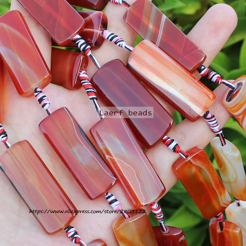 8pcs Around 15-16x38-40mm Natural  Agate Rectangular shape  beads 15inch ,For DIY Jewelry Making !