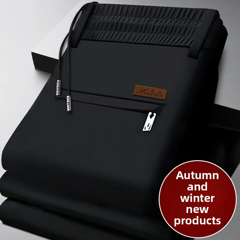 

Men's Casual Thiened Fce Lined Straight Leg Busin Pants Autumn Winter Warm Large Size Loose Fit Spor Trousers