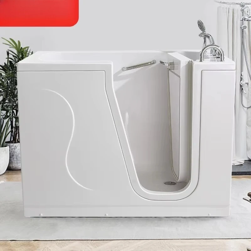 Barrier-Free Acrylic Walk-In Bathtub For Elderly Constant Temperature Massage Soaking Tub Bathroom