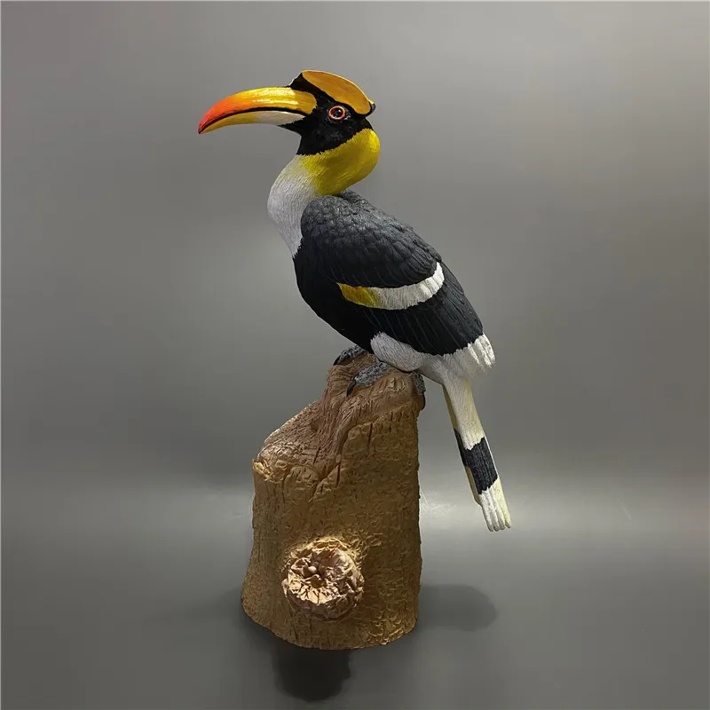 Resin Bird Hornbill Sculpture Animal Figurines Handmade Painting Home Statues Crafts Ornaments Decoration