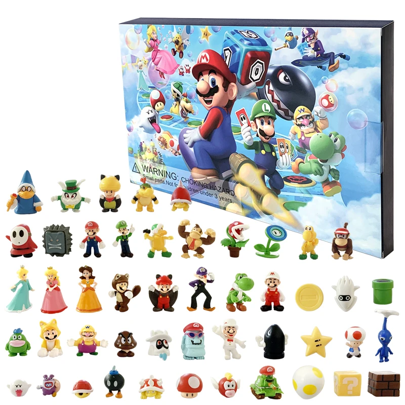 Advent Calendar Mario Bros Blind Box Kids Toys 24pcs Cartoon Anime Action Figure Model Dolls Christmas Gift For Children