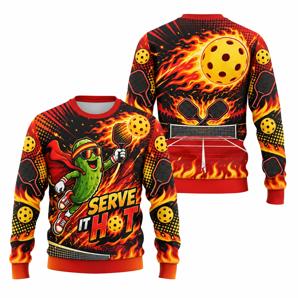 Merry Dinkmas Christmas Ugly Sweater For Men Women Funny Xmas Pickleball Crew Neck Sweatshirt Casual Sport Party Fashion Pickle