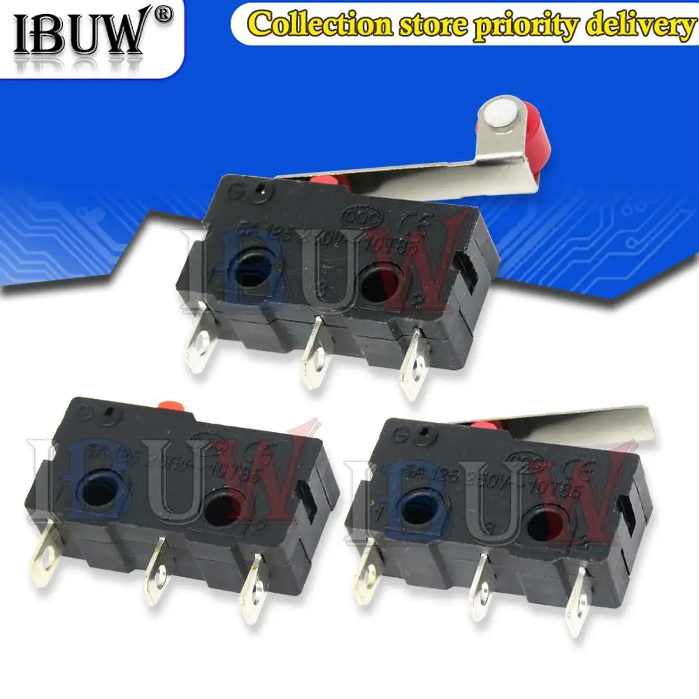 10PCS Micro Switch 3Pin NO/NC Mini Limit Switch 5A 250VAC KW11-3Z Roller Arc lever Snap Action Push Micro switches ibuw