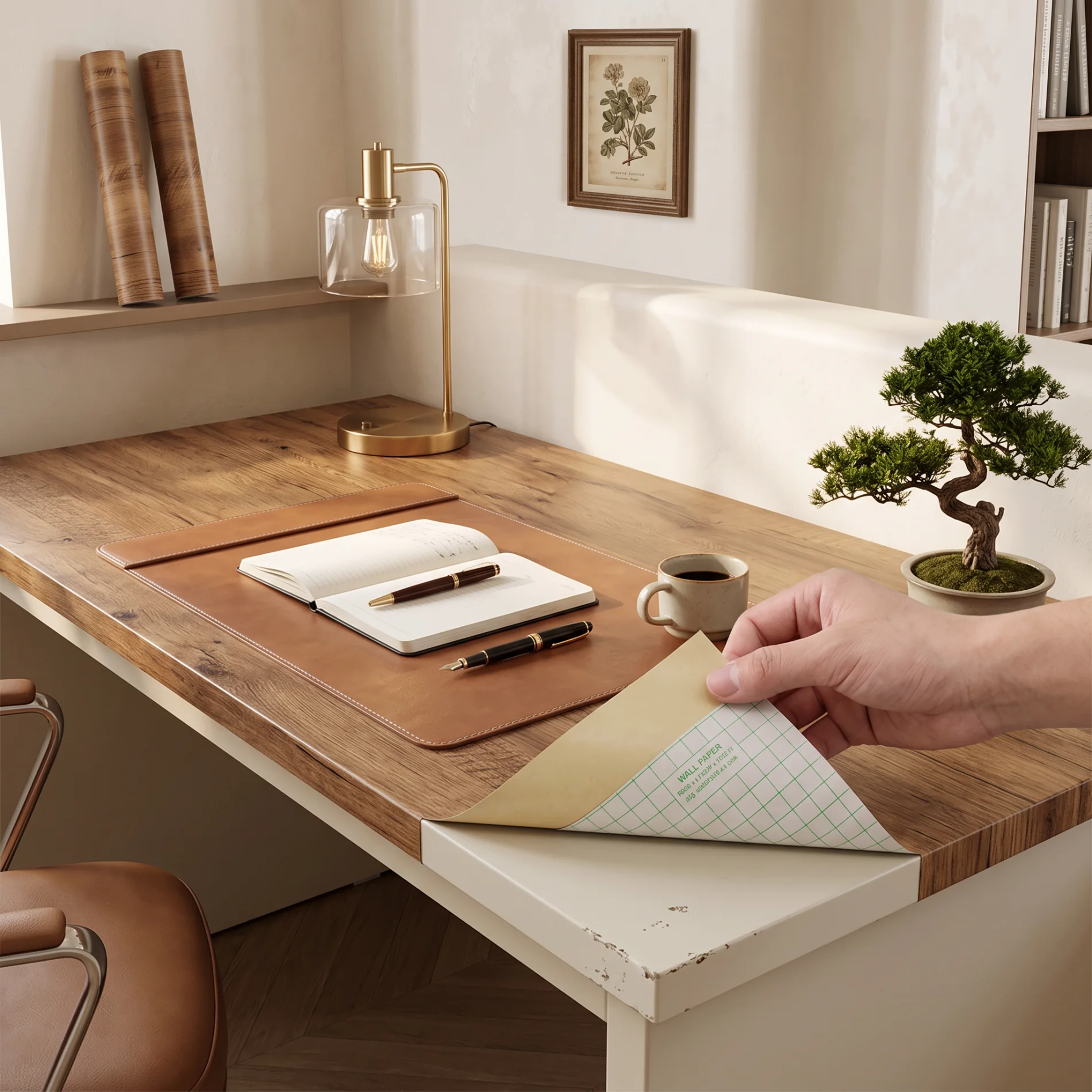 Wood Grain Self‑Adhesive Peel and Stick Contact Paper Waterproof Removable Vinyl Film for Desk Cabinet Home Furniture Decoration
