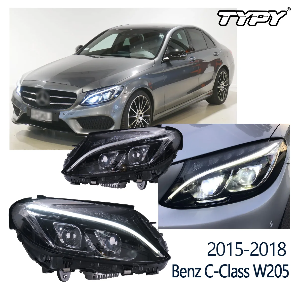 

TYPY Car Headlights For Benz C Class W205 2015-2018 LED Car Lamps Daytime Running Lights Dynamic Turn Signals Car Accessories