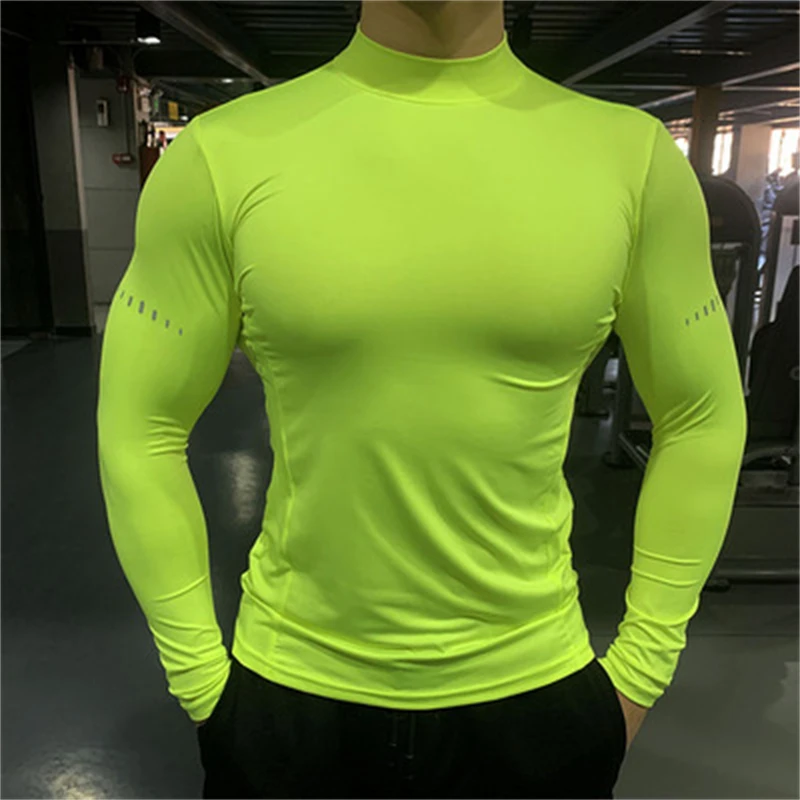 Compression Elastic T-shirts Men Quick Dry Breathable Long Sleeve Tops Gym Athletic T-shirt Male Casual Tshirt Outdoor Sportwear