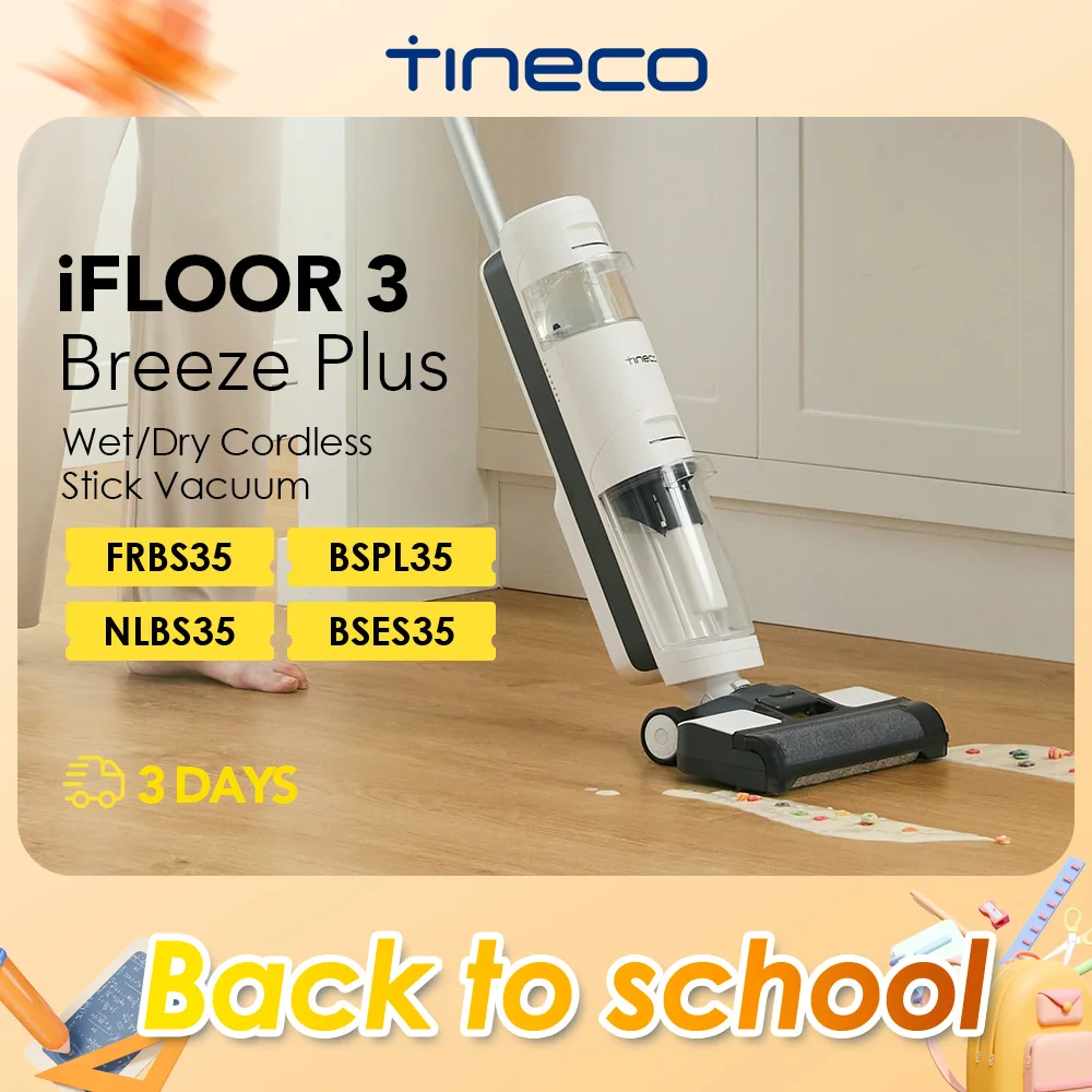 Tineco iFLOOR 3 Breeze Plus Aspirapolvere Wet Dry Pulitore per pavimenti senza fili e mocio Pulizia in un solo passaggio per pavimenti duri