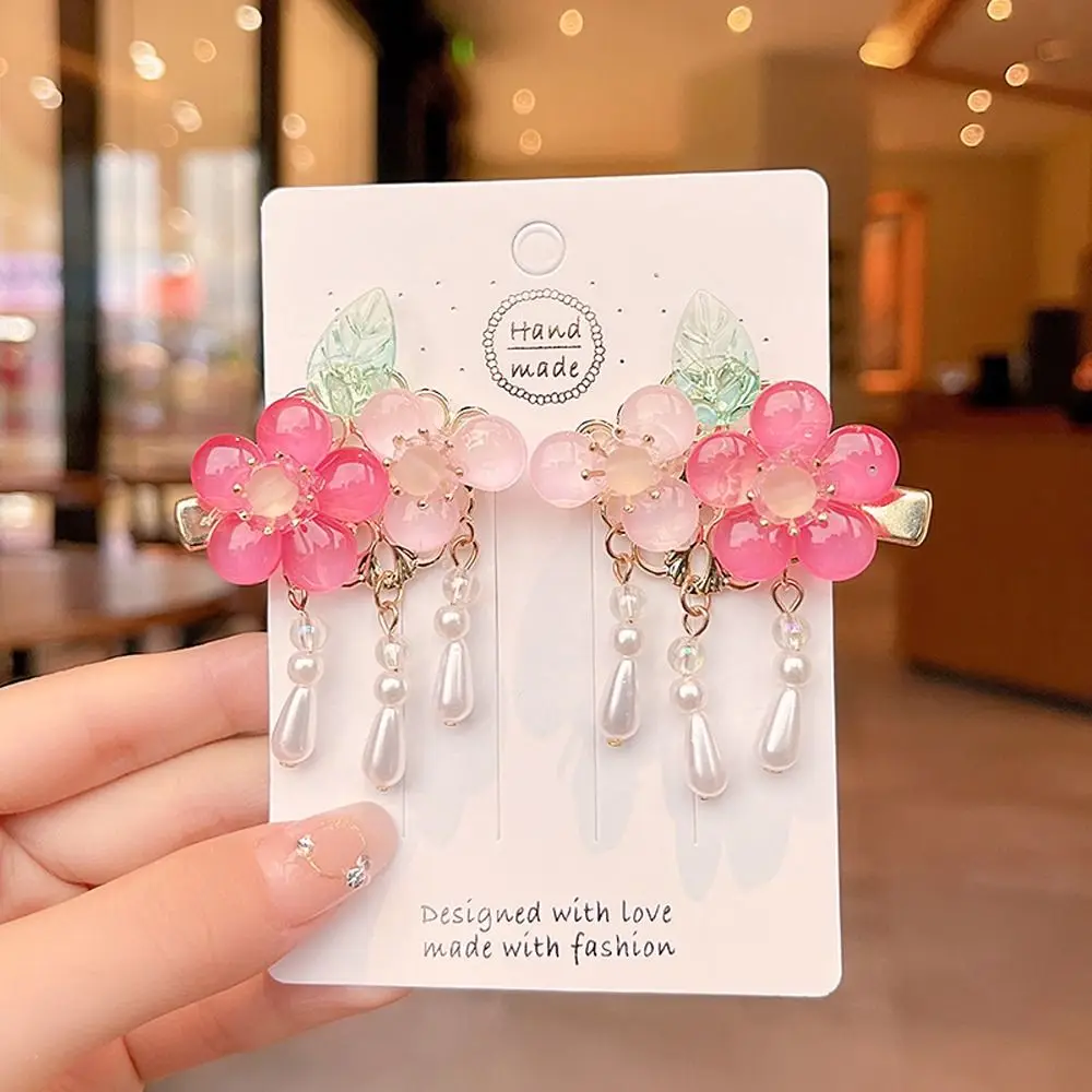 Lovely Adorable Cute Flower Tassel Headdress Alloy Headwear Hair Accessory Chinese Style Hair Clip Kids Girl Hairpin