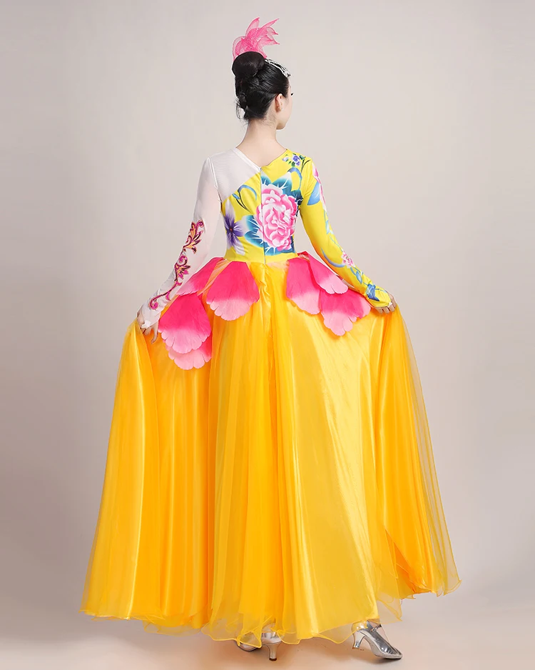 Spanish Bullfight Belly Dance Dress Skirt Long robe Flamenco fille Skirts yellow Flamenco Dresses For Women Girls