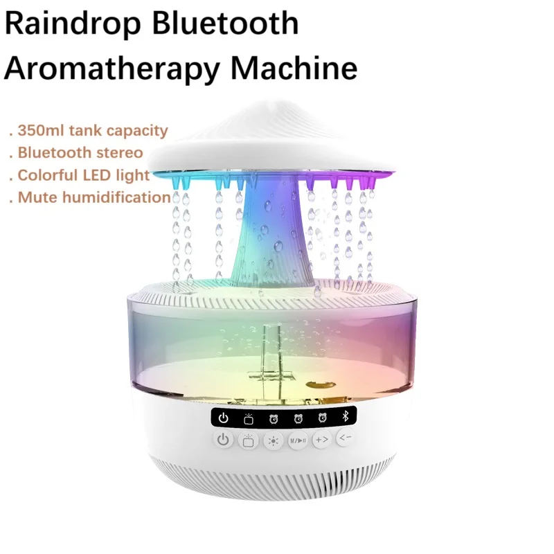 

Капля дождя Bluetooth увлажнитель воздуха диффузор красочный свет белый шум диффузор эфирного масла домашний ультразвуковой диффузор аромата