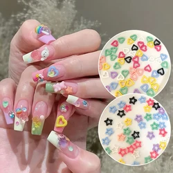 50PCS Kawaii Mixed Colors 3D Nail Art Decorations Charms Accessories Pink Purple Star Heart Manicure Parts