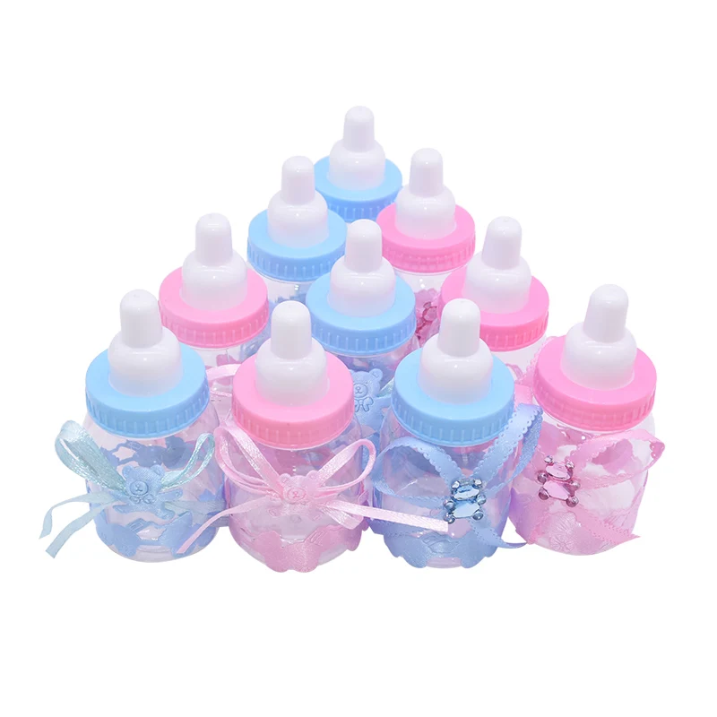 12pcs Pink Blue Baby Feeding Bottle Chocolate Candy Gift Decor Baby Shower Favor Baptism Gender Reveal Party Pacifier Bottle Box