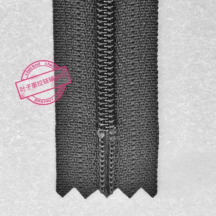 YKK3 Nylon Reverse Spring Leather Header, No Bottom Stop, Closed Tail Zipper, Black 10cm-24cm 5 Pieces image 3
