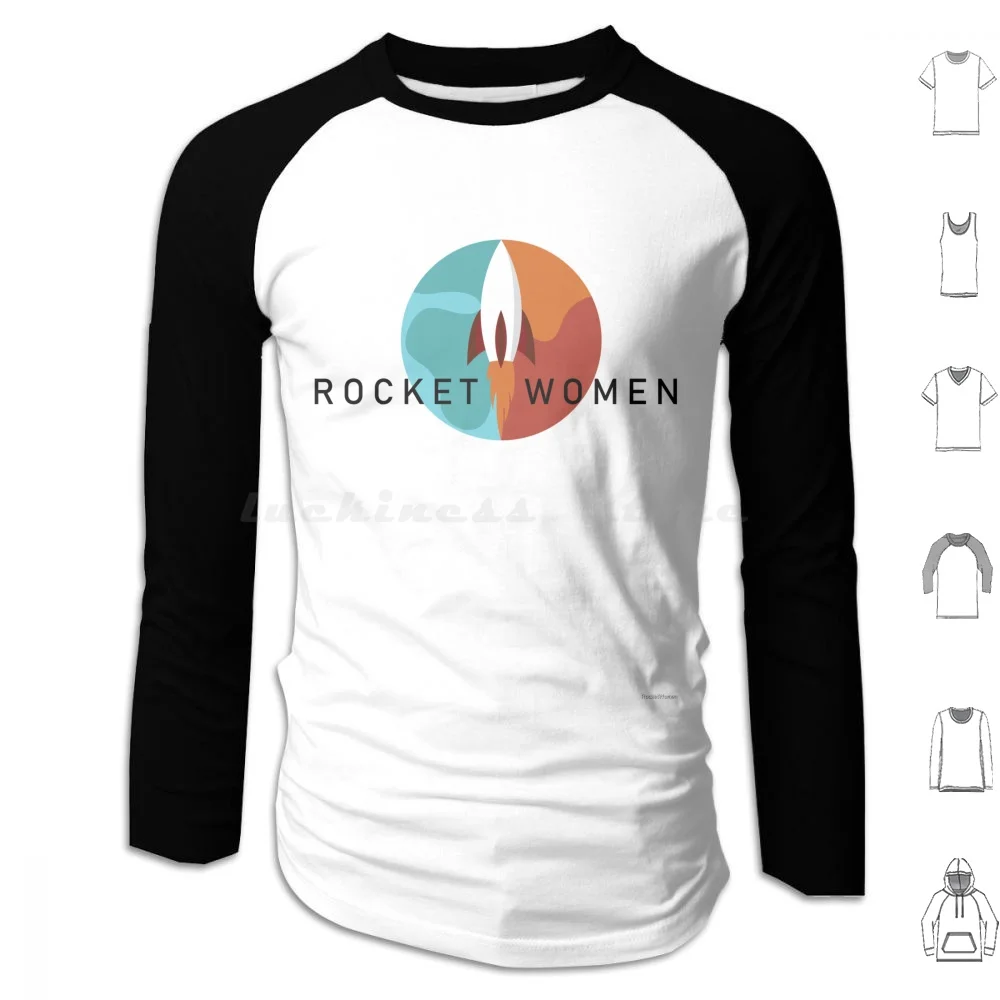 Rocket Women-Original Logo Hoodie Cotton Long Sleeve Rocket Women Space Explore Women Stem Earth Astronaut Martian Rocket Star