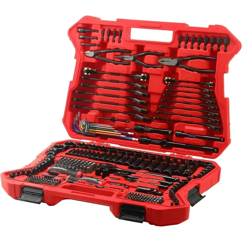 

305-Piece Mechanics Tool Set, 120T, 2-IN-1 Reversible Ratcheting Wrench, Professional Metric Set