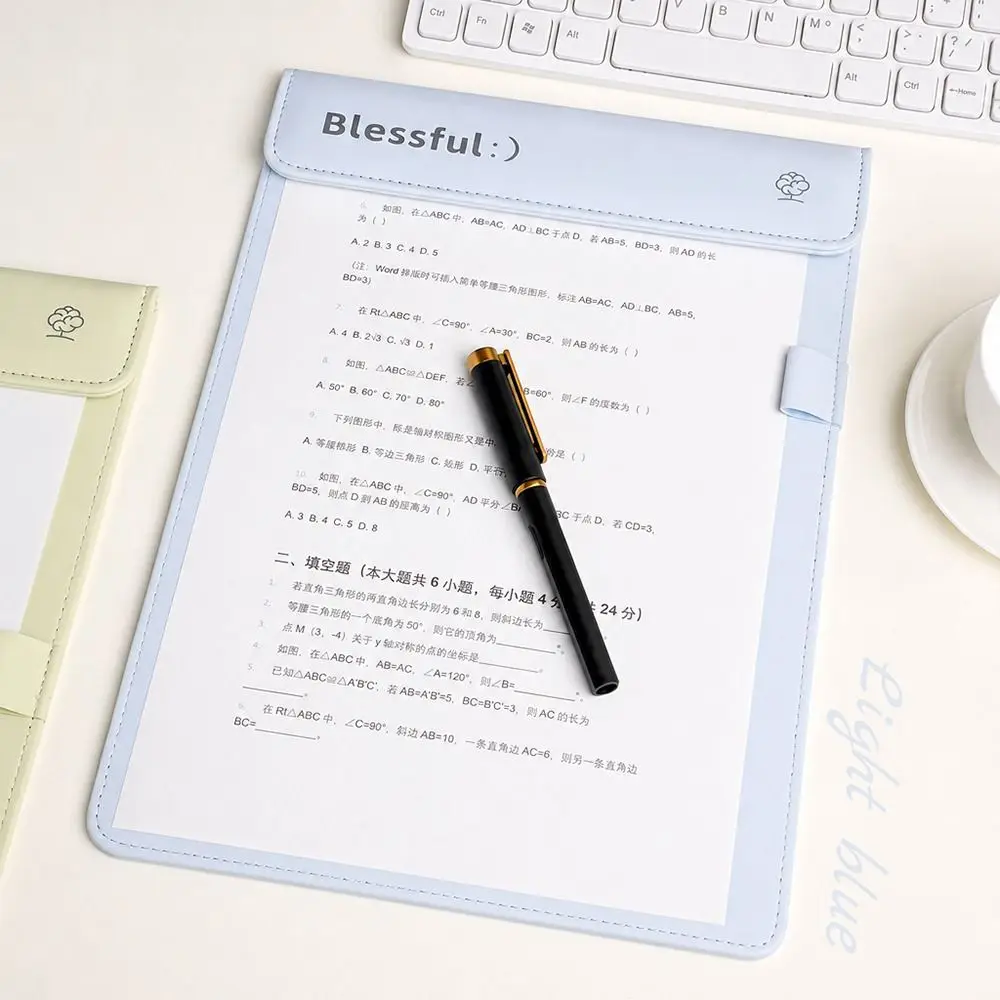 Simple PU Leather Clipboard Magnetic Single/Double Clip A4 File Folder Writing Pad Students