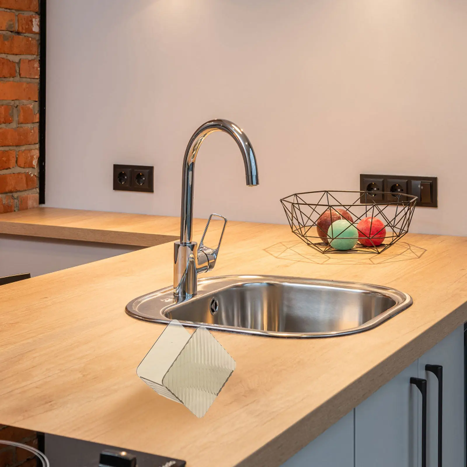 Plastic Kitchen Sink Dish Scrubber Rack Holder Wall Mount Sponge Drainage Design Elegant Multifunctional Storage