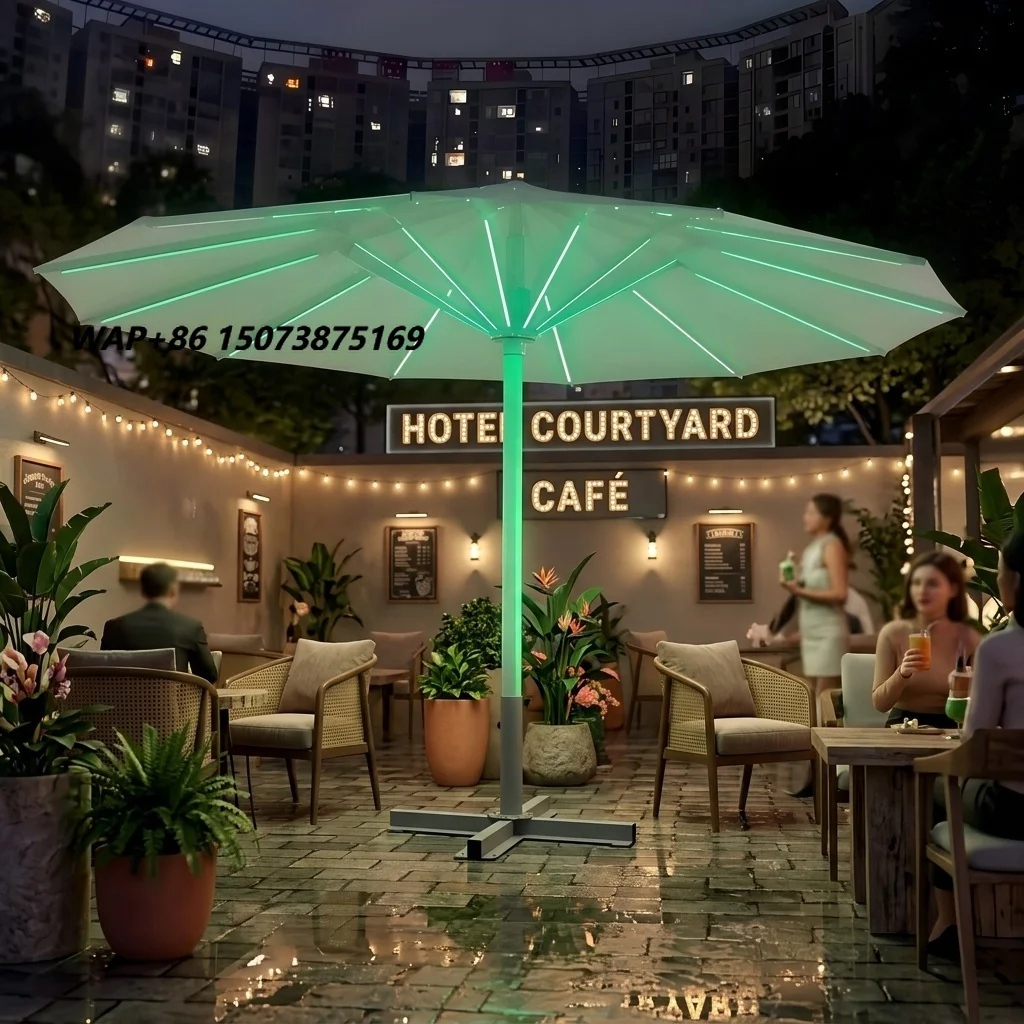 Heavy Duty Offset Cantilever Umbrella 360 Degree Rotation Aluminum Pole Windproof Cloth for Cafe Hotel Patio Backyard Outdoor