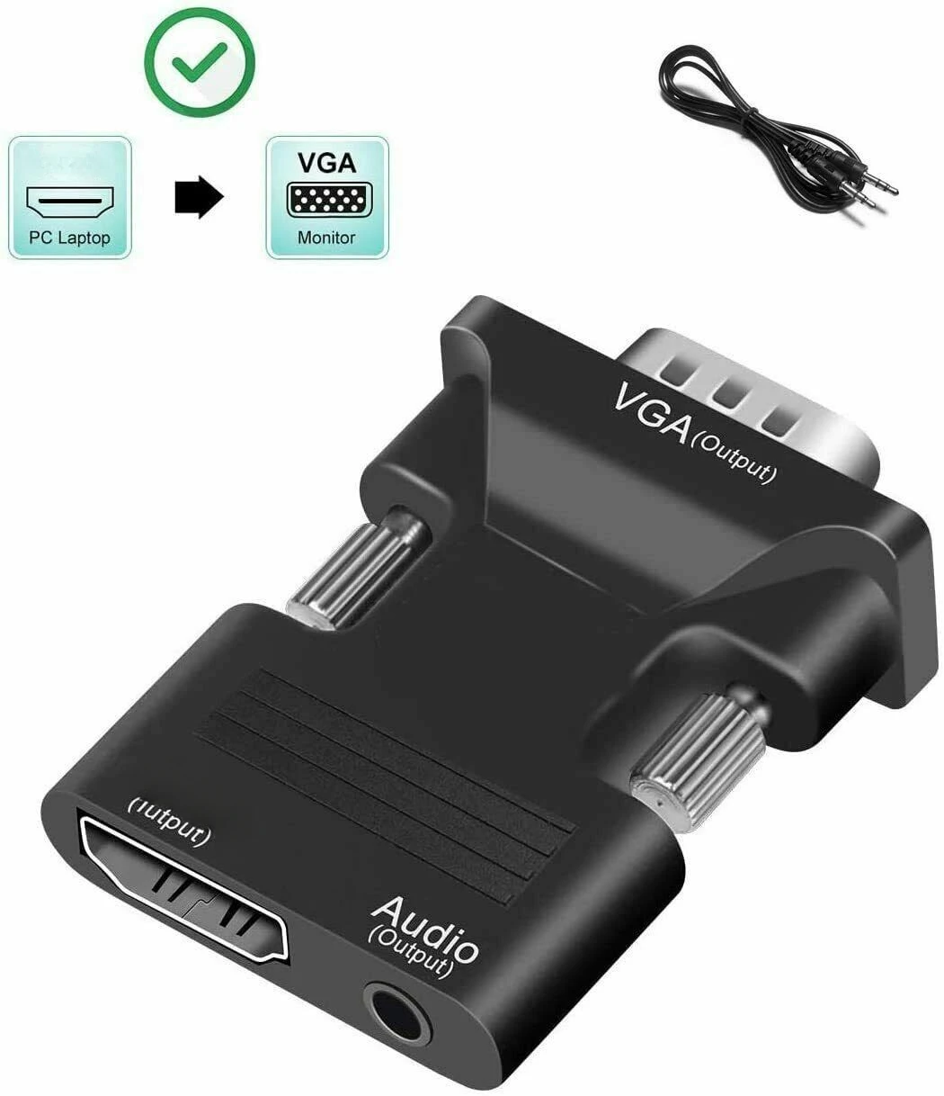 Full HD 1080P HDM1-compatible to VGA Adapter Converter VGA to HDTV Adapter For PC Laptop to HDTV Projector Video Audio Converter