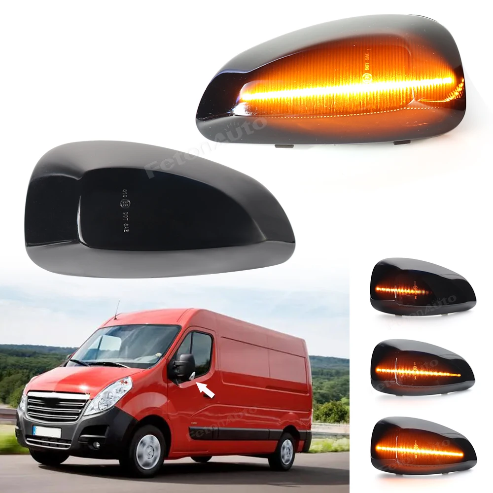 

2 PCS Dynamic Rearview Side Mirror Sequential Turn Signal Lights For Renault Master MK3 VAUXHALL OPEL MOVANO NISSAN INTERSTAR