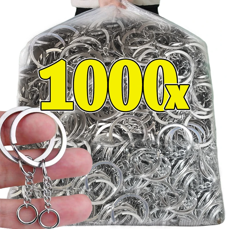 50/1000pcs Silver Plated Metal Blank Keyring Keychain Split Ring Keyfob Key Holder Rings Findings Making Keychain Accessories
