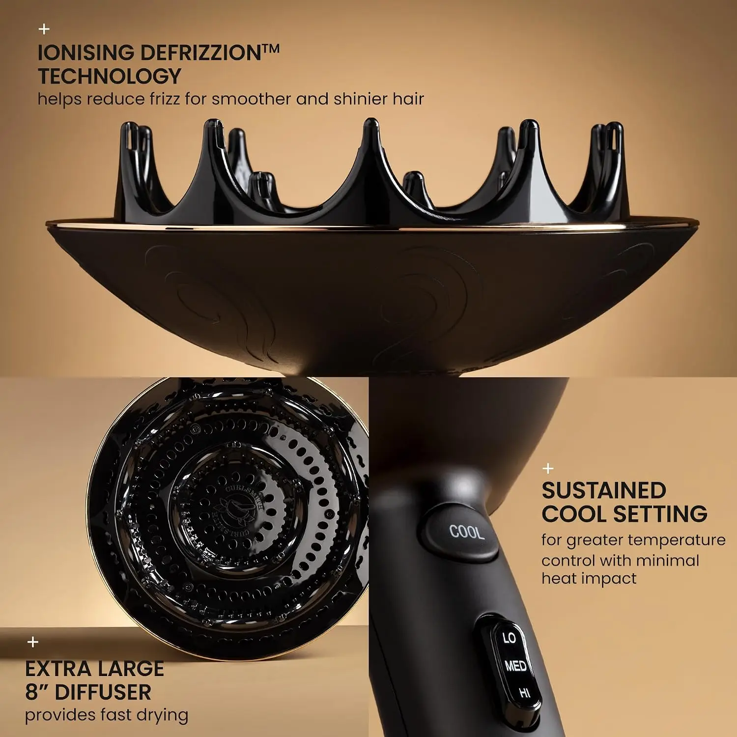Curly Hair Dryer with Frizz-Control Technology for Smooth, Defined Curls