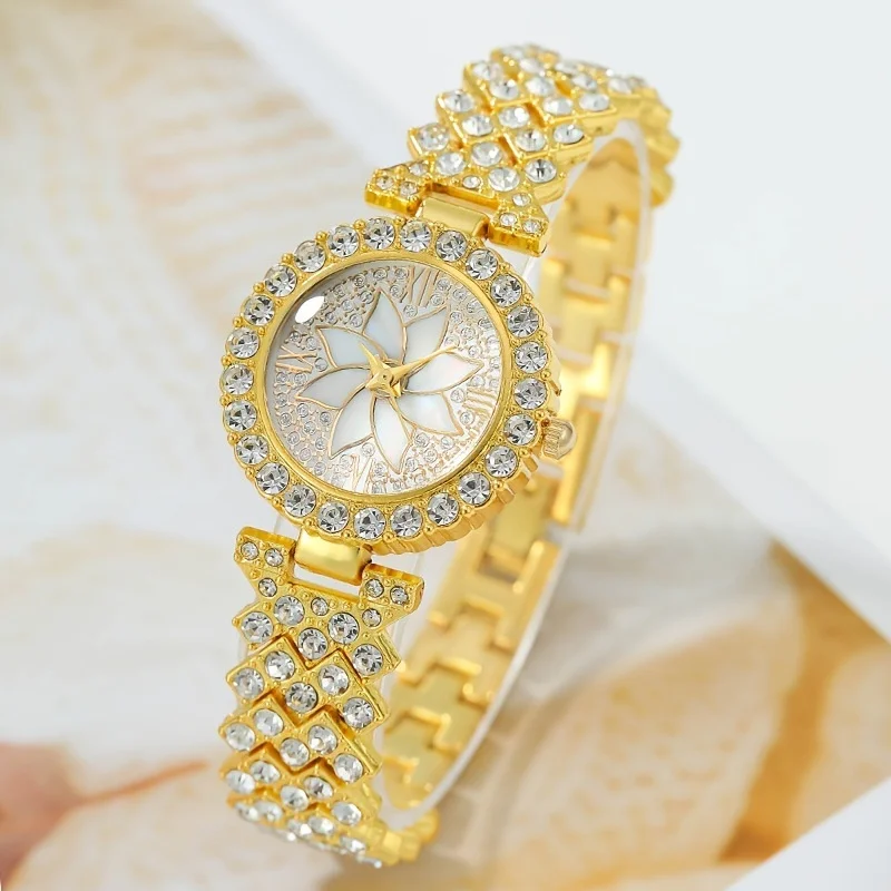 Kegllect 5PCS Women's New Full Diamond Fashion Trend Watch Versatile Light Luxury Watches