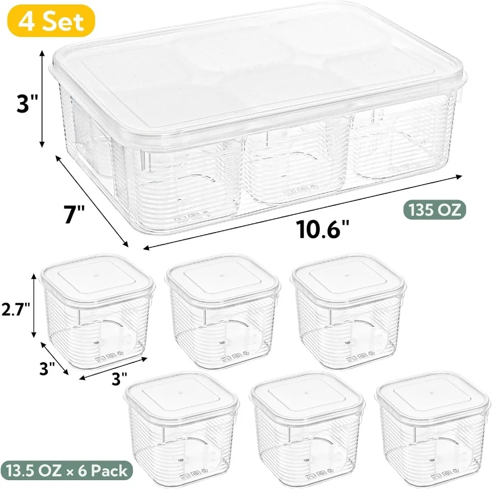 28-Piece Fridge Organizer Set with 24 Removable Bins, Stackable Meal Prep Containers for Fruits & Veggies