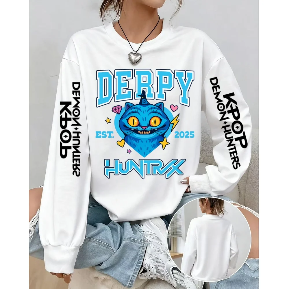 ديربي الأزرق النمر اللعب مع وعاء مطبوعة لطيف البلوز Kpop شيطان الصيادين قميص هوديي العصرية Harajuku Kpop النساء الملابس #2