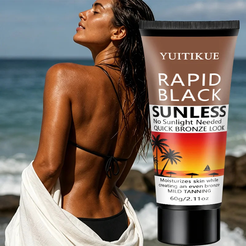 YUITIKUE Rapid Black Sunless Tanning Cream 60g No Sun Needed Quick Bronze Skin Moisturizing Self Tanning Lotion