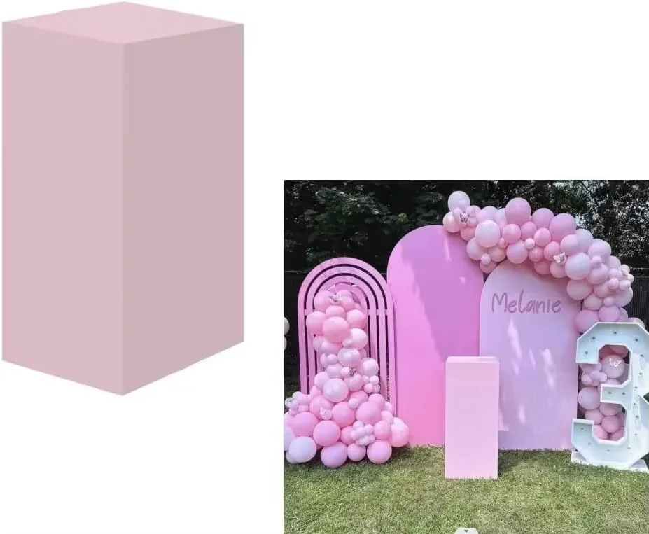 Square Cylinder Plinth Covers  Adult Wedding Birthday Party Solid Black Cylinder Pedestal Decor Baby Shower Background
