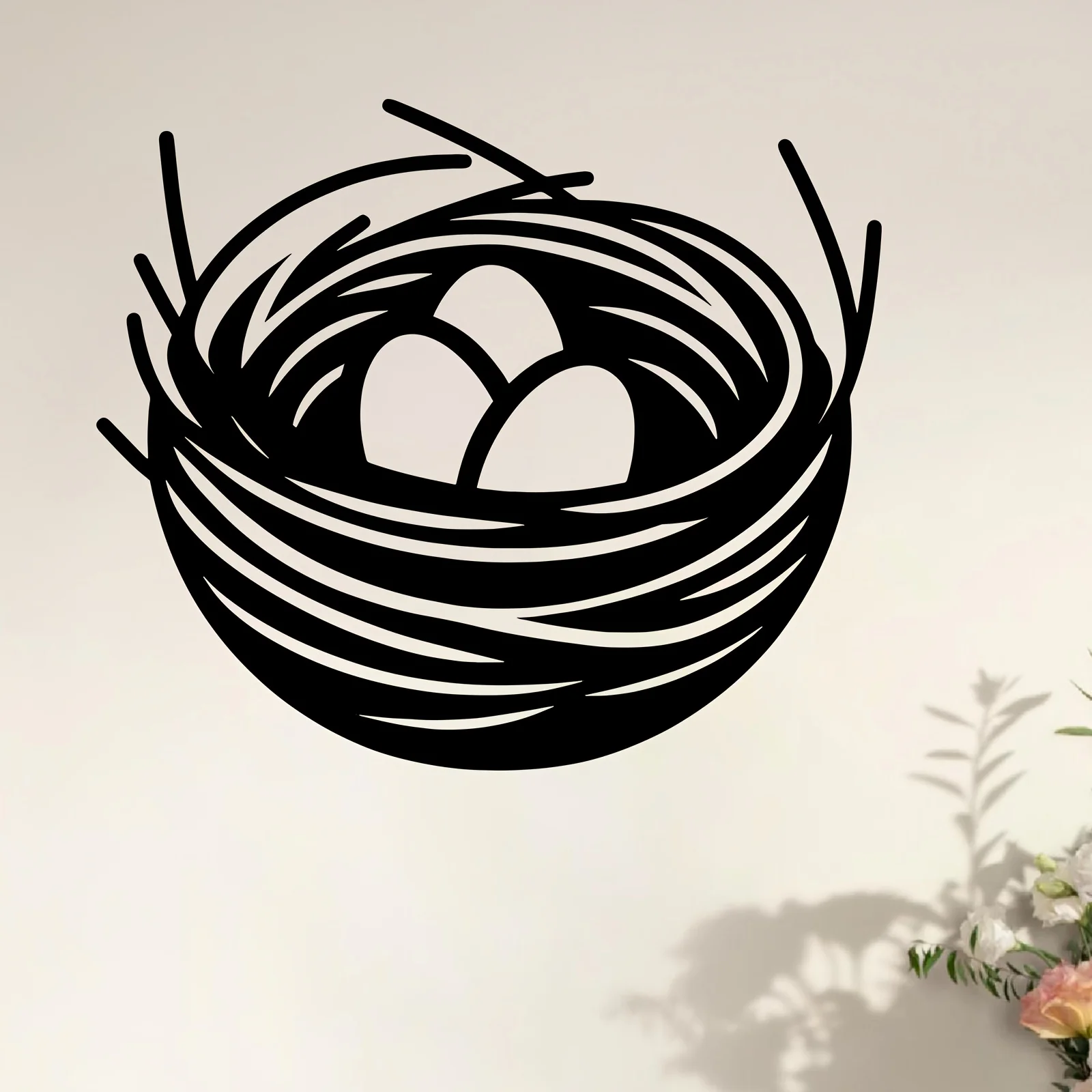 Bird Nest Eggs Iron Wall Art Rustproof Indoor Outdoor Garden Fence Hanging Decor Ornament Home Patio Nature Theme