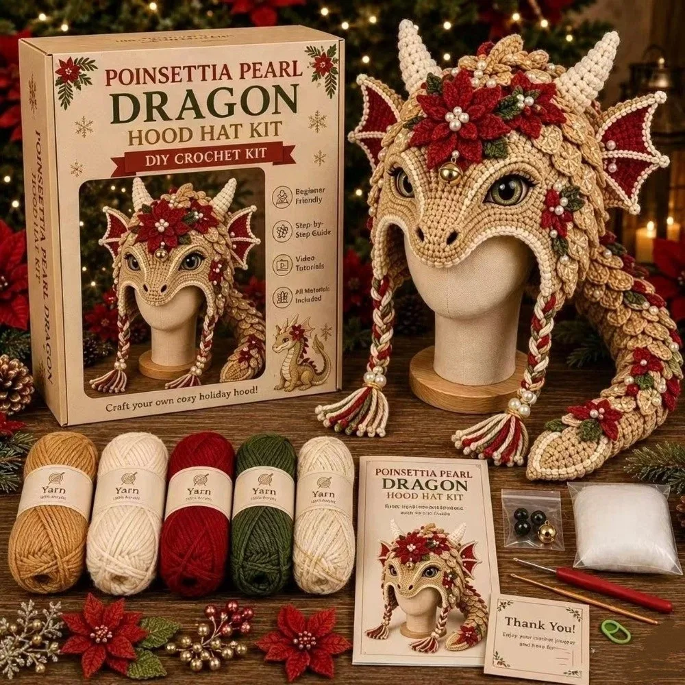 Bear Hat Handmade DIY Crochet Hat Kit Cattle Sheep Christmas Hat Kit Fish Cat Funny Headdress Making Kit Party Cosplay