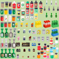 MOC City Street Figures Drink Bottle Building Block Supermarket Milk Soda Beer Beverage Wine Accessory Model Bricks Kid Toy Gift