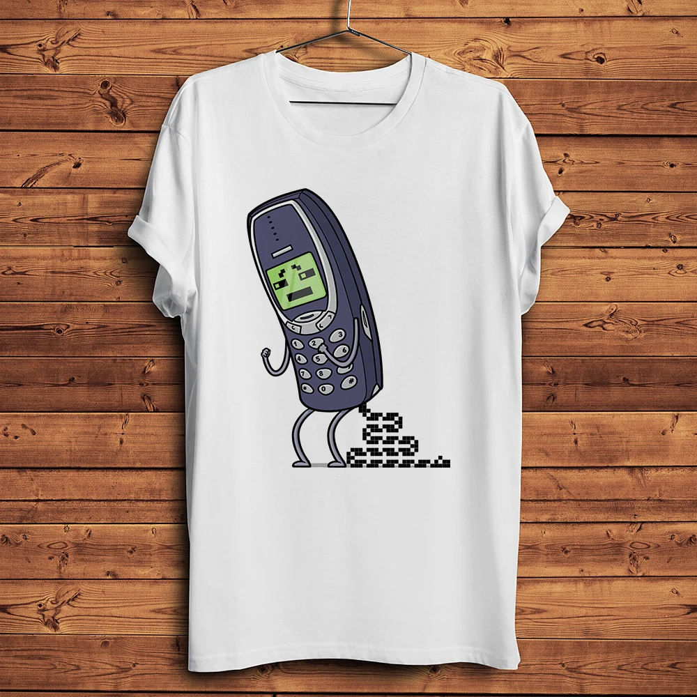 old phone Snake Happens Funny vintage geek TShirt men homme short sleeve tee Unisex Streetwear geeker T Shirt