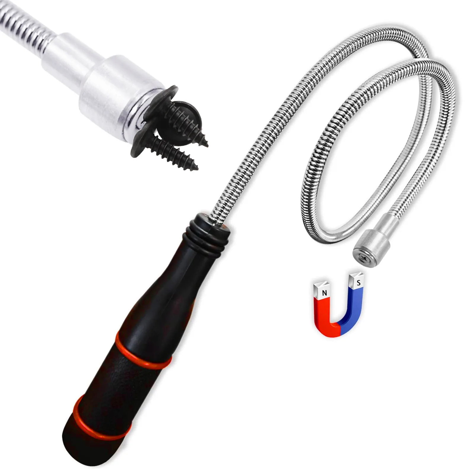 Strong Magnetic Telescopic Pickup Tool Spring Magnetic Suction Bar for Picking Up Nuts and Bolts Plastic Handle Flexible Grabber