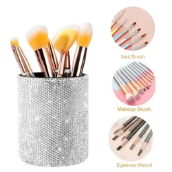 Luxury Sparkling Rhinestone Nail Storage Box Large Capacity Makeup Brush Pen Holder Desktop Nail Pens Stand Display Organizer