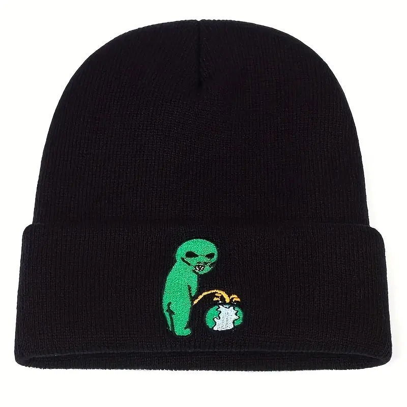 Unisex Alien Embroidery Beanies Autumn Winter Warm Hat Hip Cap Beanie Hat Caps for Women Men