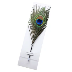 Peacock Feather Pen Black Ballpoint Pen Wedding Home Decoration Office School Supplies Wholesale