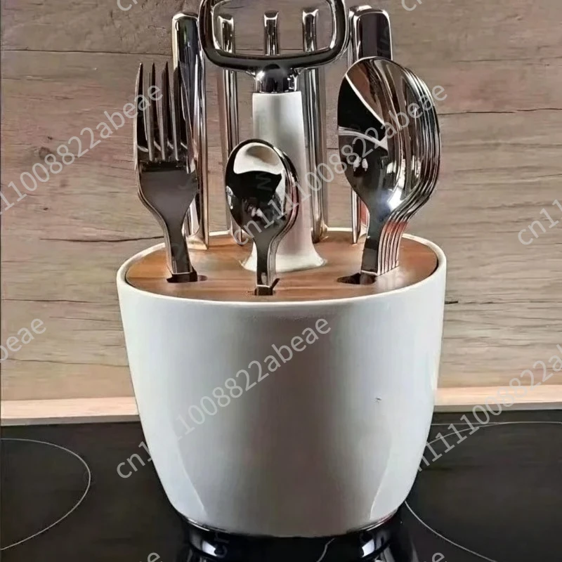 Stainless Steel Cream Cutlery Rack for Smeg Knife Fork Spoon Rack Retro Home Kitchen Storage