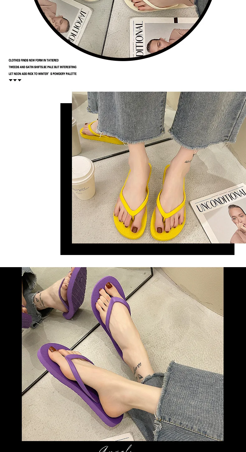 Women's Flats Flip Flops Non-Slip Summer New Casual Beach Women's Sandals Household Daily Fashion Comfortable Women's Slippers