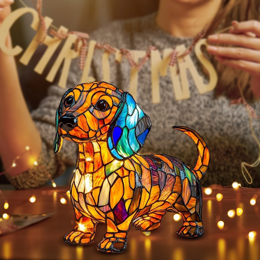 Corgi Lamp And Pug Lamp Dog Series Art Night Light Stained Resin French Tabletop Night Light Cute Pet Dogs Desktop Decorations