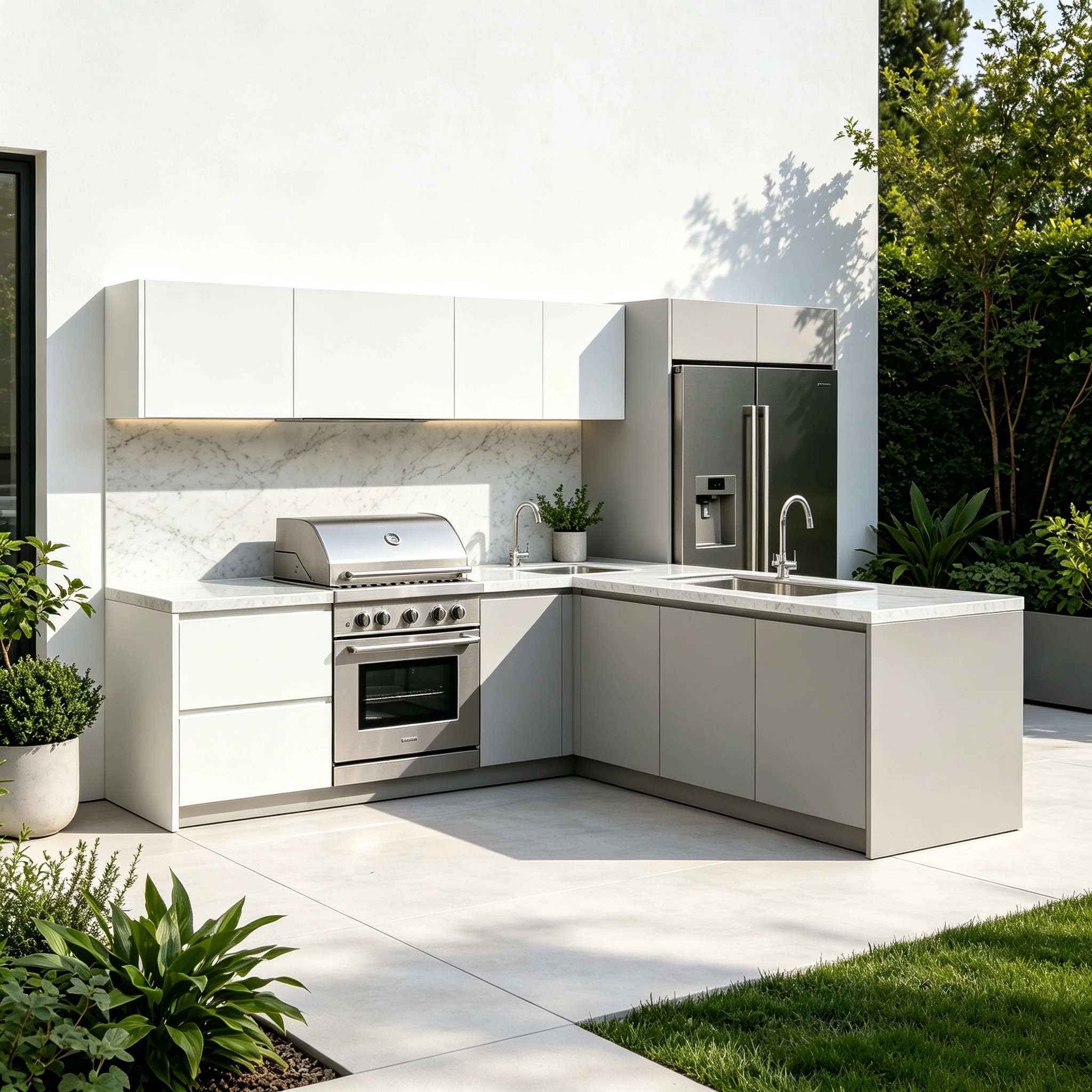FL Stainless Outdoor Kitchen Cabinet Built-in Grill Station Weatherproof BBQ Center For Patio