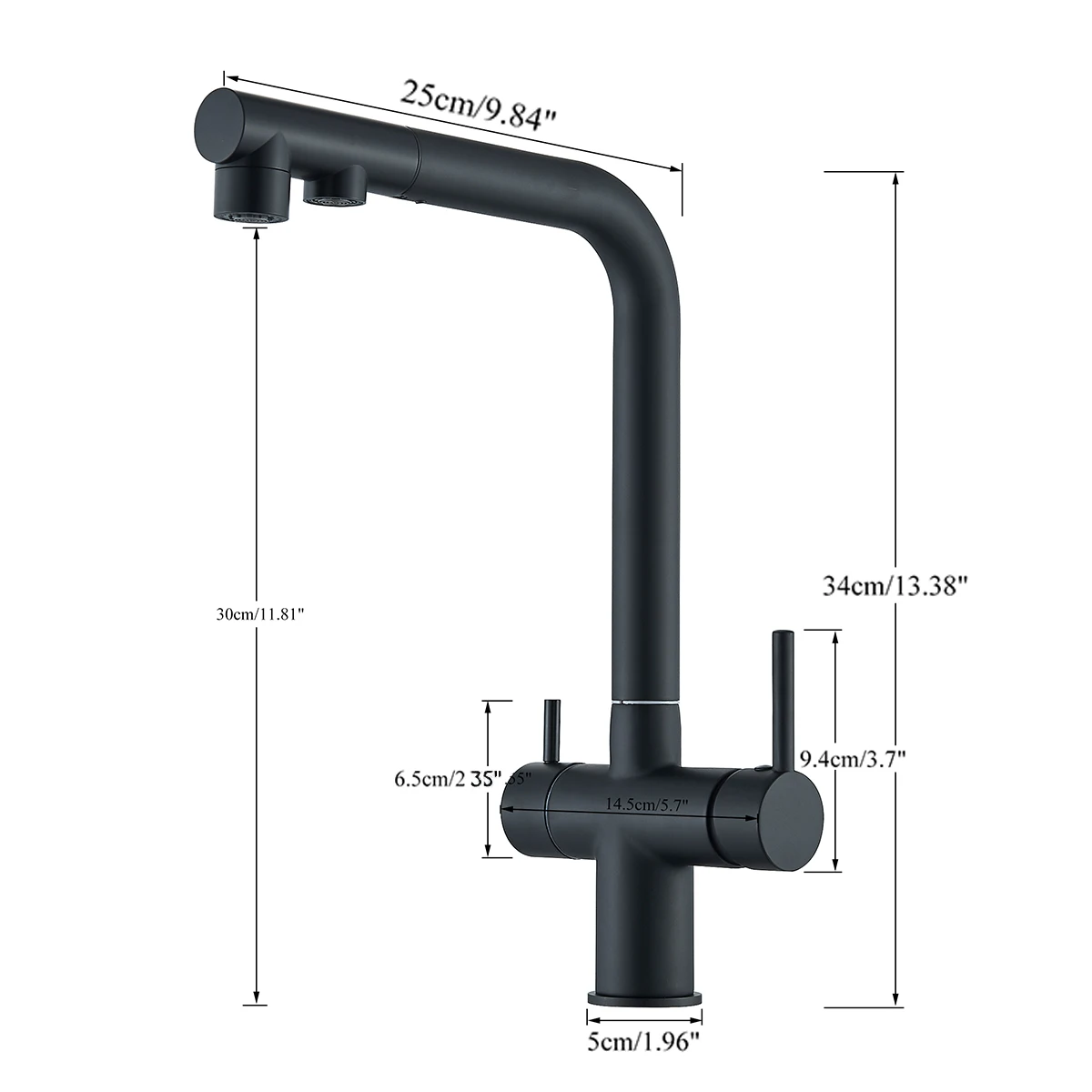 Matte Black Pulling Filter Kitchen Faucet Hot & Cold Water Mixer Dual Mode Filtration Purification Kitchen Sinks 360 Rotation