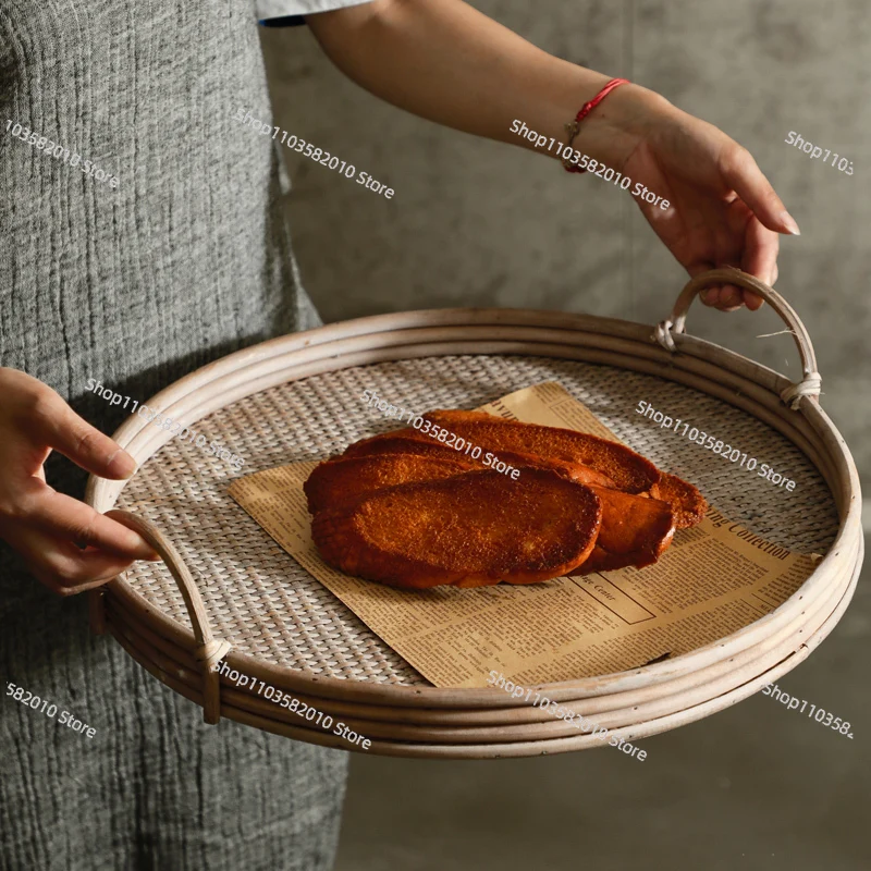 japanese-retro-natural-rattan-tray-round-tea-tray-snack-plate-heart-design-homestay-decoration-ornament