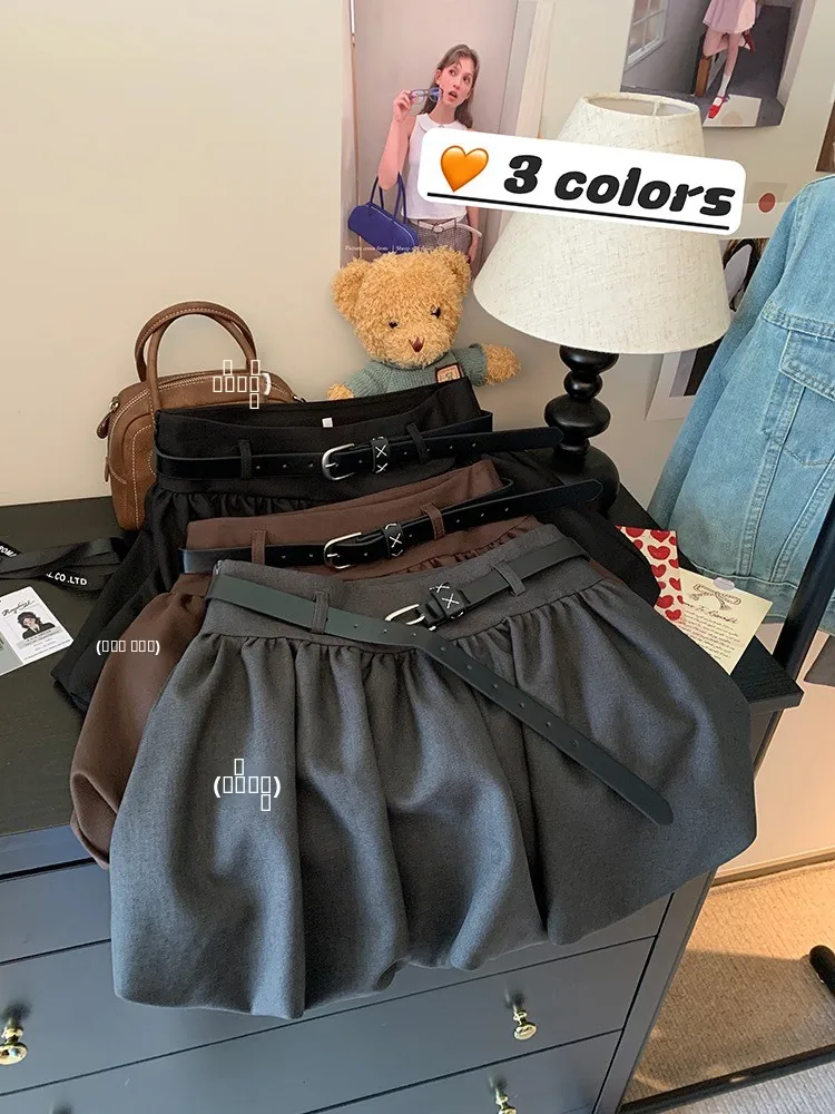 

Spring Autumn High Waist Anti Exposure A-Line ort Skirt Women's Flower Bud Puffy f Skirt Casual Sle Polyester Fiber