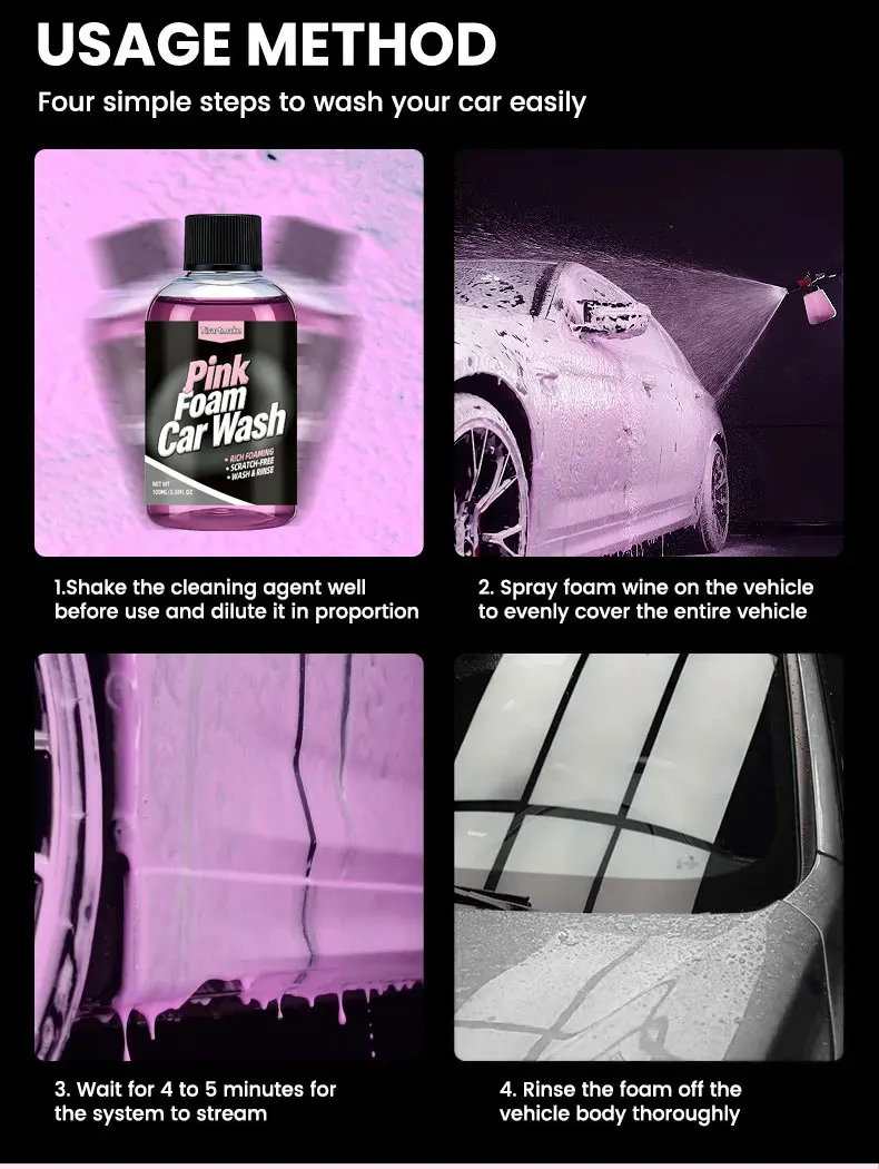 Espuma activa para lavado de autos sin contacto, champú de color, espuma de nieve para limpieza automática de autos.