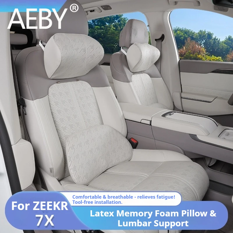 AEBY For ZEEKR 7X Car Seat Head Rest Pillow Neck Support 2024 2025 Lumbar Cushion Back Comfort Support Set Auto Accessories